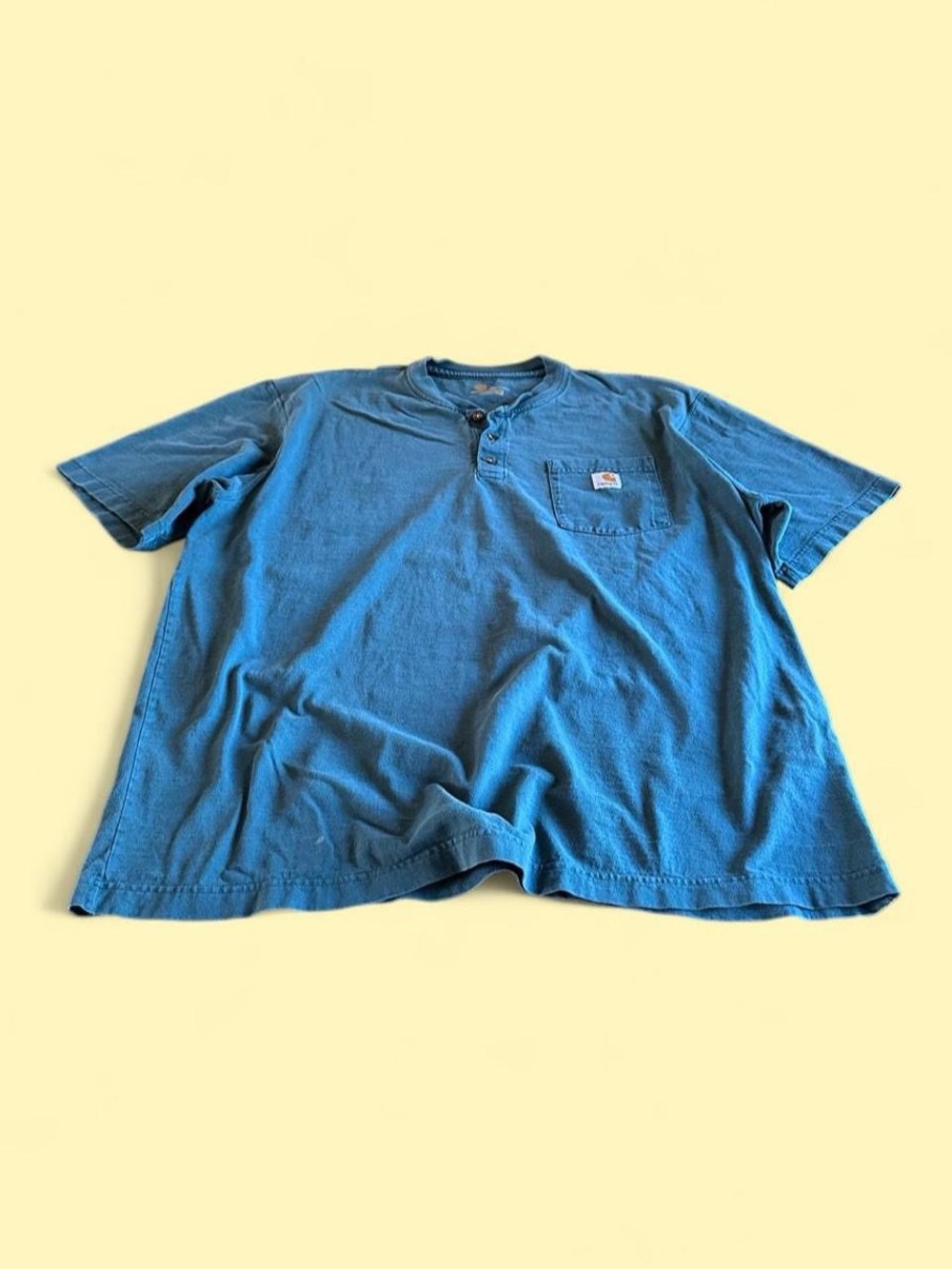 Carhartt Faded Pocket Henley T-Shirt Green Blue Workwear Men’s Size XL